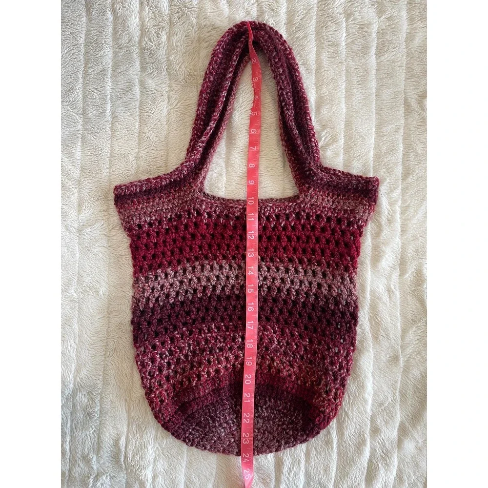 Crochet Market Tote Bag In Variegated Red‎